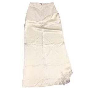 Women's Maxi Long Skirt Ivory Satin
